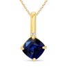 Cushion Sapphire and Round Diamond Dangling Pendant Necklace - Ogrlice - $1,049.99  ~ 901.82€