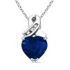 Heart Sapphire and Round Diamond Ribbon Pendant - 项链 - $909.99  ~ ¥6,097.24