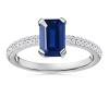 Emerald Cut Sapphire and Round Diamond Ring - Anelli - $1,779.99  ~ 1,528.81€