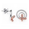 Round Diamond Butterfly Earrings in 14k White and Rose Gold - イヤリング - $1,529.99  ~ ¥172,198