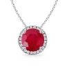 Round Ruby and Diamond Studded Designer Pendant - Necklaces - $1,149.99 
