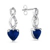Heart Sapphire and Round Diamond Double Twist Earrings - Earrings - $939.99 