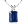 Emerald Cut Sapphire and Round Diamond Cross Bale Pendant - Collane - $1,539.99  ~ 1,322.67€