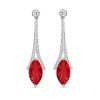 Marquise Ruby and Round Diamond Dangle Drop Earrings - Earrings - $2,059.99 