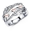 Round Akoya Cultured Pearl and Diamond Ring in 14k White Gold - Rings - $949.99 