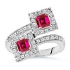 Square Created Ruby and Simulated Diamond Designer Ring - Rings - $649.99 
