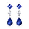 Pear Square Tanzanite Diamond Dangle Earrings Tanzanite Earrings - Earrings - $1,349.99 