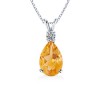 Pear Citrine and Diamond V Bale Pendant in 14k White Gold - Necklaces - $679.99 