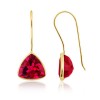 Trillion Created Ruby Earrings in 14k Yelllow Gold - Earrings - $379.99 