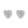 Round Diamond Heart Earrings in 10k White Gold - イヤリング - $219.99  ~ ¥24,760