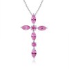 Marquise Pink Sapphire Cross Pendant in 14K White Gold - Necklaces - $619.99 
