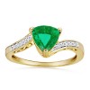 Trillion Emerald and Round Diamond Curve Ring - Rings - $1,339.99 