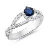 Round Sapphire and Diamond Crossover Designer Ring - 戒指 - $1,389.99  ~ ¥9,313.40