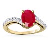 Oval Ruby and Round Diamond Curved Shank Ring - リング - $1,049.99  ~ ¥118,175