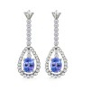 Oval Tanzanite and Round Diamond Dangle Drop Earrings - Earrings - $1,549.99 