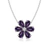 Pear Amethyst and Diamond Flower Pendant in 14K White Gold - Necklaces - $549.99 