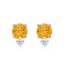 Round Citrine and Diamond Earrings in 14k White Gold - Earrings - $409.99 