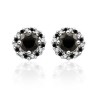 Round Black and White Diamond Earrings in 14k White Gold - イヤリング - $509.99  ~ ¥57,399