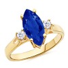 Marquise Sapphire and Round Diamond Vintage Ring - Anillos - $1,999.99  ~ 1,717.76€