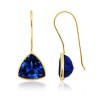 Trillion Created Sapphire Earrings in 14k Yelllow Gold - Earrings - $339.99 