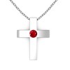 Round Ruby Cross Pendant in 14k White Gold - Necklaces - $389.99 
