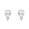 Round Stone and Diamond Earrings Setting in 14k White Gold (6 mm) - Aretes - $359.99  ~ 309.19€