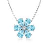 Pear Aquamarine and Diamond Flower Pendant in 14K White Gold - Necklaces - $729.99 