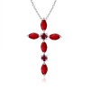 Marquise Ruby Cross Pendant in 14K White Gold - Necklaces - $849.99 