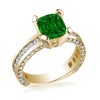 Cushion Emerald and Diamond Ring in 18k Yellow Gold - Rings - $26,010.00 