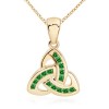 Round Created Emerald Interlinked Trillion Pendant - Necklaces - $449.99 