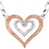 Round Diamond Twin Heart Pendant in 14k White and Rose Gold - Necklaces - $2,339.99  ~ £1,778.42