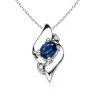 Oval Sapphire and Diamond Pendant in Sterling Silver - Necklaces - $139.99  ~ £106.39