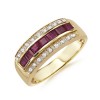 Square Ruby and Diamond Ring in 14k Yellow Gold - Obroči - $889.99  ~ 764.40€