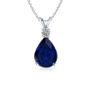 Pear Sapphire and Diamond V Bale Pendant 14k White Gold - Necklaces - $1,389.99 