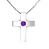 Round Amethyst Cross Pendant in 14k White Gold - ネックレス - $309.99  ~ ¥34,889