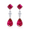 Pear Square Created Ruby Simulated Diamond Dangle Earrings - Earrings - $399.99 