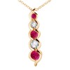 Round Ruby and Diamond Linear Journey Pendant - Necklaces - $749.99 