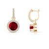 Round Ruby and Diamond Hoop Earrings in 14k Yellow Gold - Earrings - $6,269.99  ~ £4,765.26