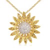 Round Diamond Sunflower Pendant in 18k Yellow Gold - Necklaces - $2,599.99 