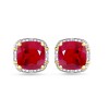 Cushion Ruby and Round Diamond Earrings - Earrings - $1,489.99 