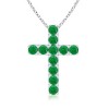 Round Emerald Cross Pendant in White Gold 14K - Ogrlice - $579.99  ~ 498.14€