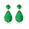 Cushion Pear Emerald Dangling Earrings - Earrings - $1,599.99 