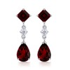 Pear Square Garnet Diamond Dangle Earrings Garnet Earrings - Uhani - $1,029.99  ~ 884.64€