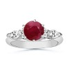 Round Ruby and Diamond Ring in 14k White Gold Ruby Ring - Rings - $1,769.99 