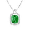 Cushion Emerald and Round Diamond Designer Pendant - Necklaces - $5,239.99  ~ £3,982.45