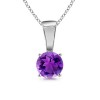 Round Amethyst Solitaire Pendant in 14k White Gold Amethyst Pendant - ネックレス - $269.99  ~ ¥30,387