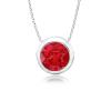 Round Ruby Bezel Set Pendant Necklace - Necklaces - $669.99 
