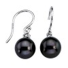 Round Black Tahitian Cultured Pearl Diamond Hook Earrings - イヤリング - $639.99  ~ ¥72,030