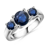 Round Sapphire Three Stone Ring - Rings - $1,129.99 