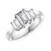 Emerald Cut and Baguette Diamond Three Stone Ring - Rings - $18,430.00 